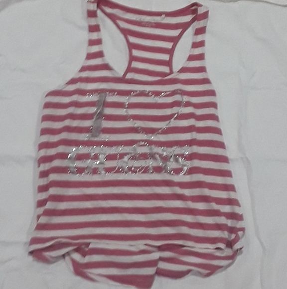 Pink and White Stripe Tank Top Shirt - Picture 2 of 2
